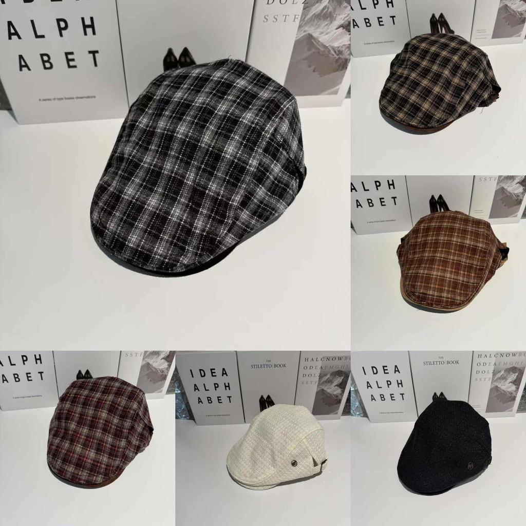 Flat Vintage Plaid Cap Breathable Polyester Beret For Casual And Office Wear