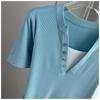 Plus Size V-Neck Short Sleeve Top With Standard Shoulder Slim Fit Lightweight Summer Tee Versatile Breathable Soft Material Flattering Slim Women Top
