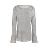 Top estivo a maniche lunghe con scollo tondo da donna, ampio, trasparente, top sexy retrò, maglieria da spiaggia