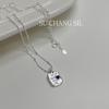 Su Chuang S925 Sterling Silver Grape Square Pendant Necklace with Blue Zirconia for Women, Korean Elegant Design.