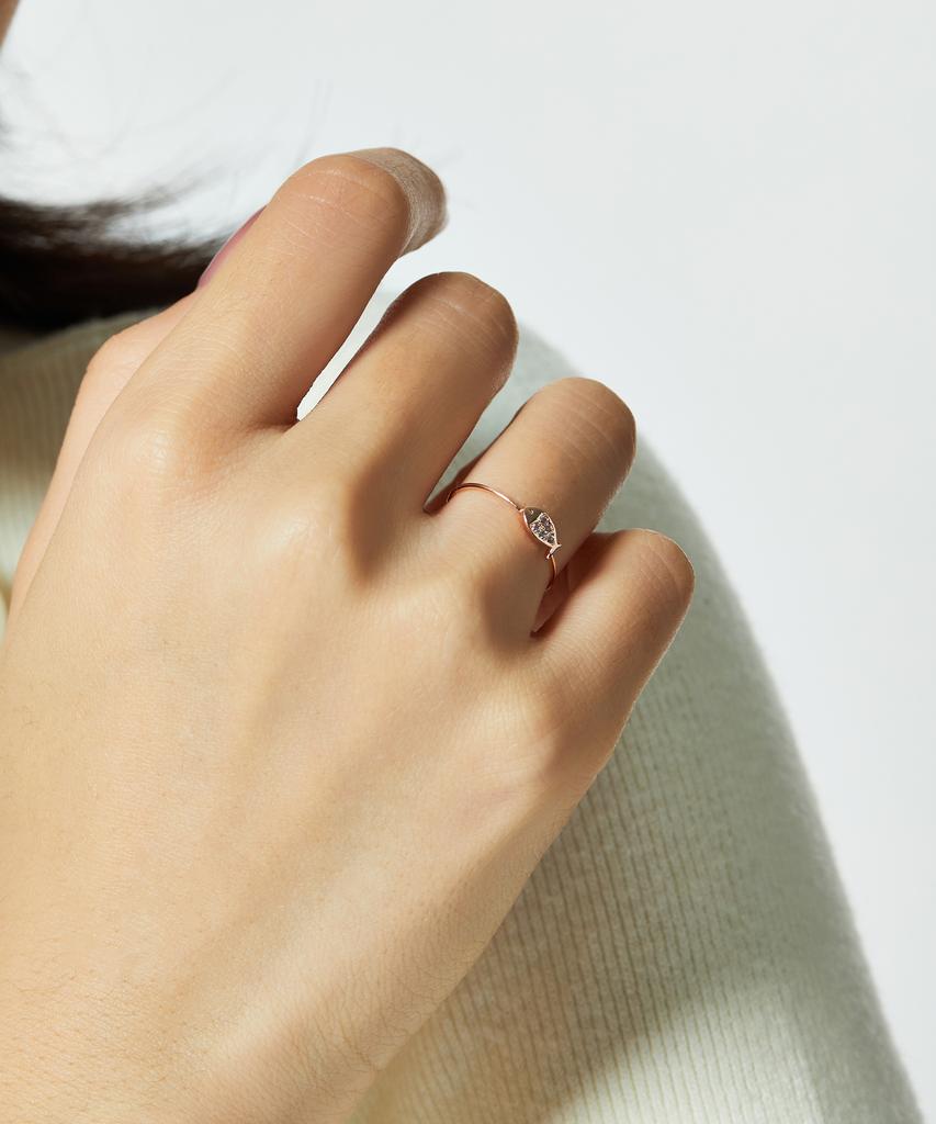 Helene Jewelry 14K Davi Cubic Fish Miss Ring Gold Thread Ring (Type B)