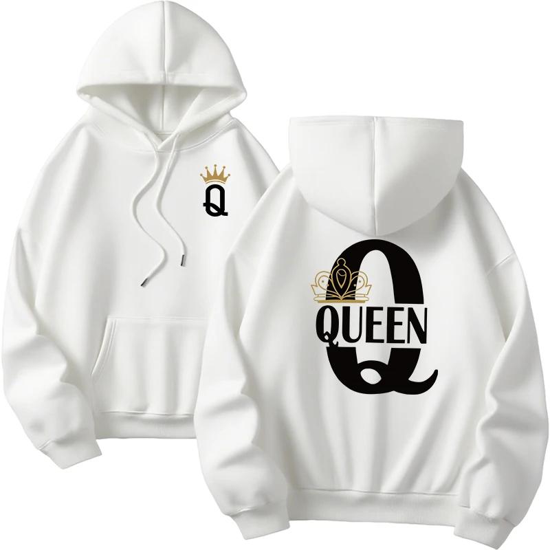 Mens Womens Hoodies King Queen Printing Sweatshirts Versatile Casual Couple's Clothing Daily Pullover Fall Winter