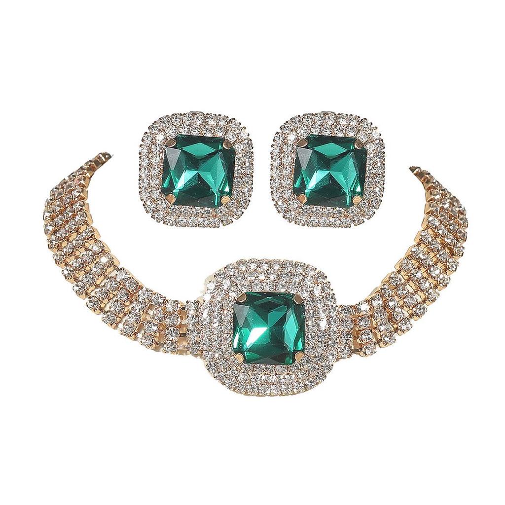 Luxury Rhinestone Necklace & Earrings Set for Women - Perfect Bridal Wedding Jewelry