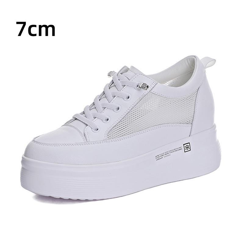 

Трендовые новые женские туфли на толстой подошве и скрытой платформе, сетчатые белые туфли, повседневная спортивная обувь 40