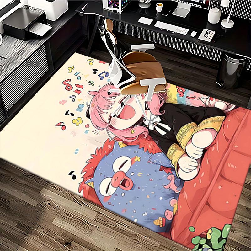1pc Anime Cartoon Design Office Chair Mat - Cute Pink-haired Girl with Music Notes and Flowers, Suitable for Home Decor, Living Room, Bedroom, Game Ro