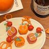 Creative 3D Orange Keychain Bell Pendant Decorative Backpack Accessories Cute Resin Fruit Keychain Couple Small Gift