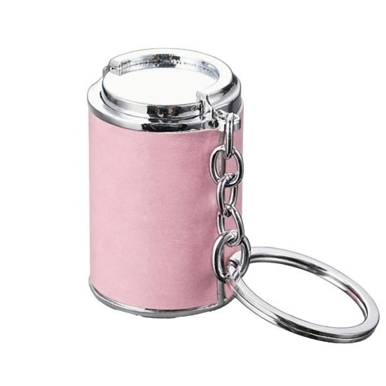 Keychain Pendant Embossed Imitation Leather Key Ring with Metal Edging розовый