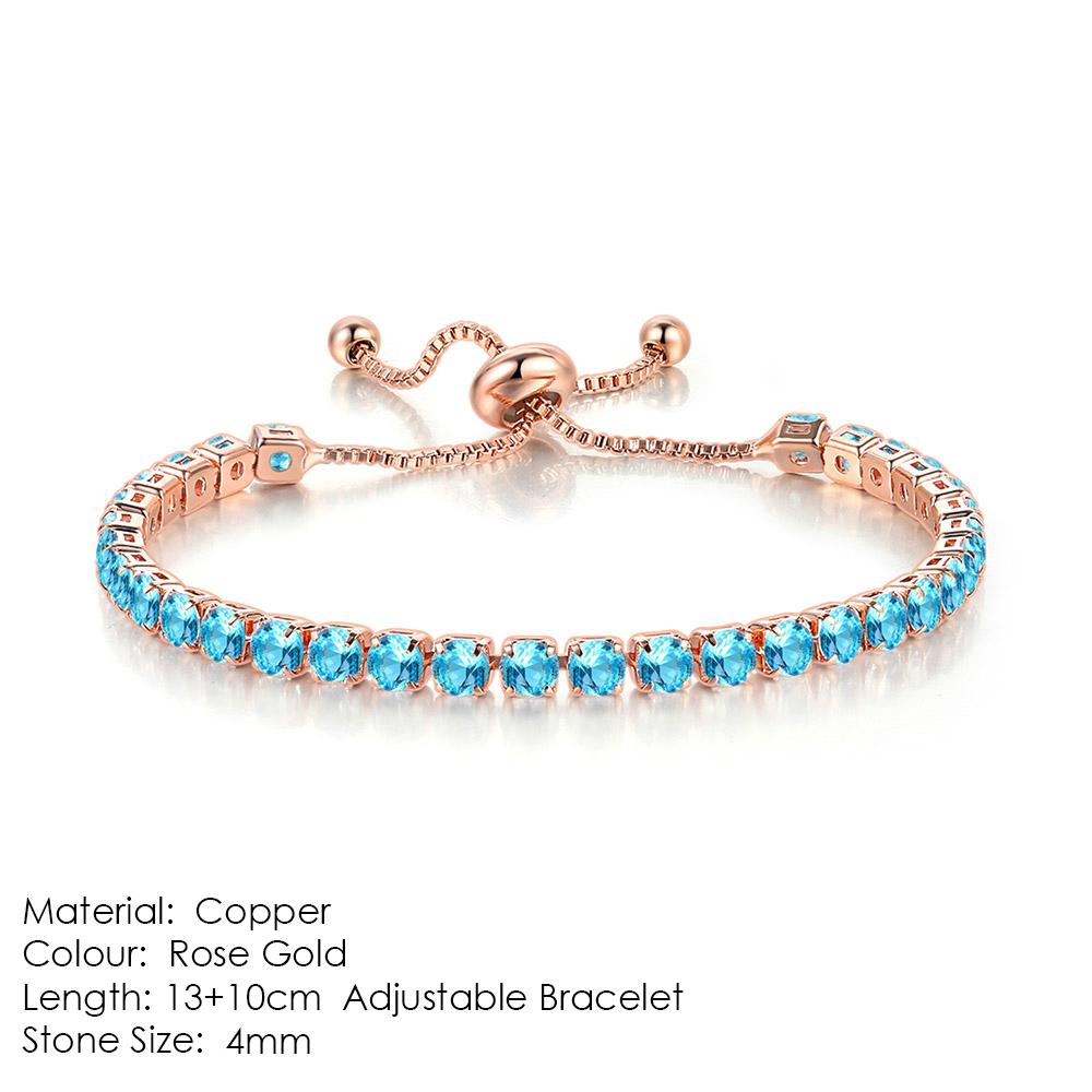 ZHOUYANG Tennis Bracelet For Women Luxury Handy Adjustable 4 Claws Mosaic 4mm Zirconia Rose Gold Color Fashion Jewelry Gift H133