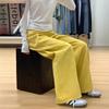 Women's High Rise Loose Fit Wide Leg Jeans Casual Yellow Denim Pants With Drape