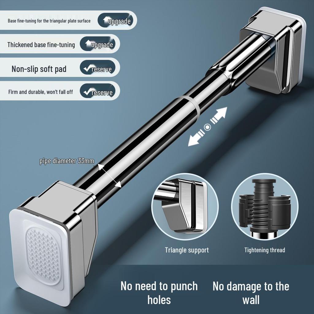 Telescopic Clothes Rod – No-Punch Installation for Balcony, Bedroom, Curtains, Dorm, or Wardrobe