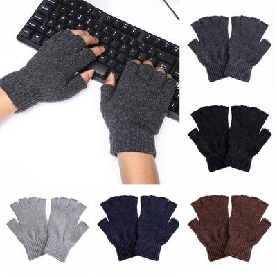 Basic Stretchy Winter Warm Typing/Texting Gloves Fingerless Gloves Wool  Knitted Half  Gloves