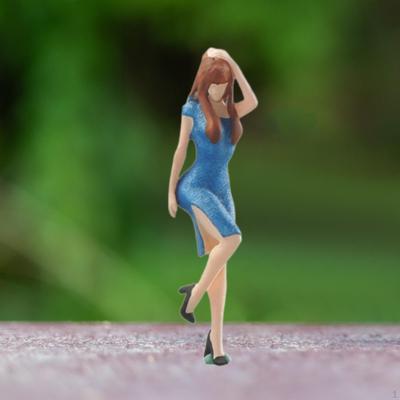 1/64 Miniature Girls Figurines Mini Layout Figure Women with Cheongsam for Micro Landscape