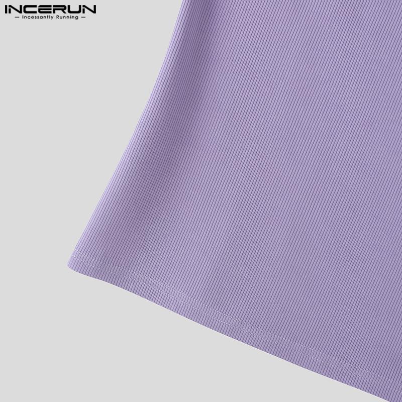 INCERUN Herren Rundhals Ärmellos Reißverschluss Lässig Gerippt Gestreift Tanktops