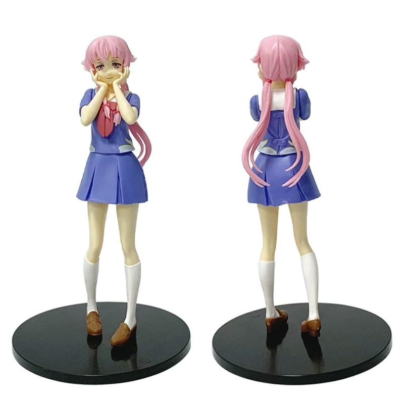 17cm With Box Anime Future Diary Mirai Nikki Gasai Yuno Anime Uniform Dress Standing Posture Action Figure Model Toy Thanksgivin