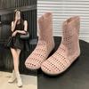 Fashion High quality breathable mesh summer women's flat ankle boots 2025 summer women's boots fashion lace boots 35-40