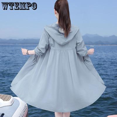 Sonnenschutzkleidung für Damen, langärmelig, mittellang, für den Sommer, dünn, UV-Schutz und Sonnenschutzkleidung für den Außenbereich, modische Jacke