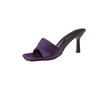 Fashion High-heeled Sheos Slippers Women's New Square Head Leather Mules Sandals and Slippers Women's Summer Outer Wear Thin Heels