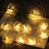 10 LEDs Heart Shape String Light 1.65m 5.41ft Battery Operated Fairy Lights Warm White String Lights for Bedroom Party