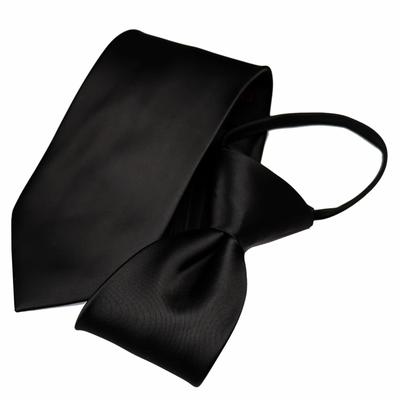 [CALRO VALENTINO] One-touch, No-tie Tie, Formal, Black Tie, Brand Name Carlo Valentino, Satin Weave, Regular Width 8cm, Water-repellent,