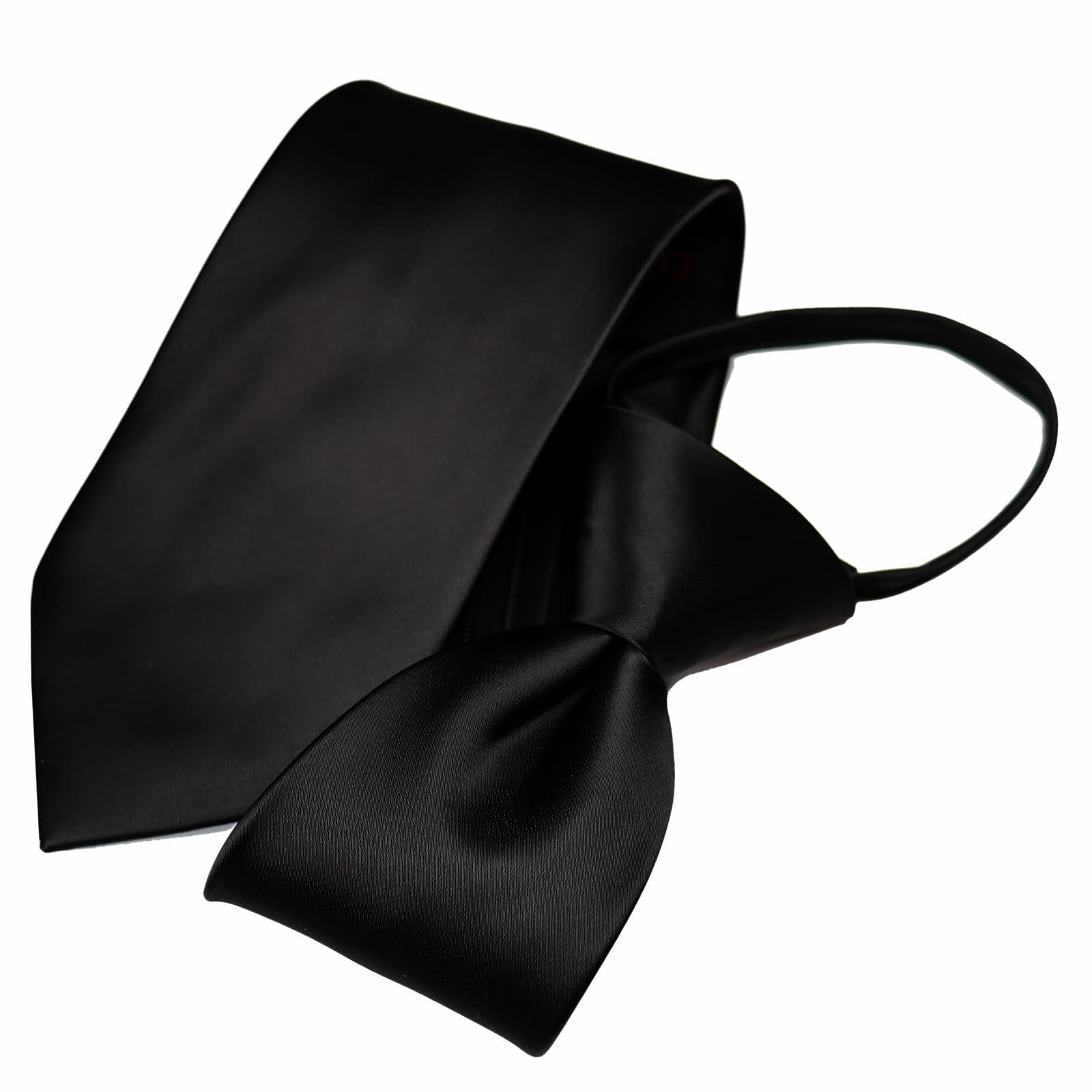 [CALRO VALENTINO] One-touch, no-tie tie, formal, black tie, brand name Carlo Valentino, satin weave, regular width 8cm, water-repellent,