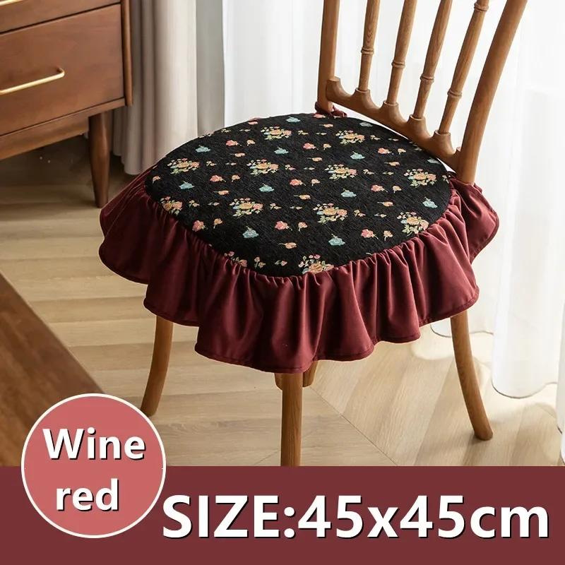 

Чехол на стул в стиле ретро и ностальгии с принтом, обитый обеденный стул, подушка для сиденья, гофрированная нескользящая подушка для офисного стула, украшение для дома 45x45cm вино красного