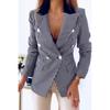 Fashion Houndstooth Pattern Long Sleeve Suit Collar