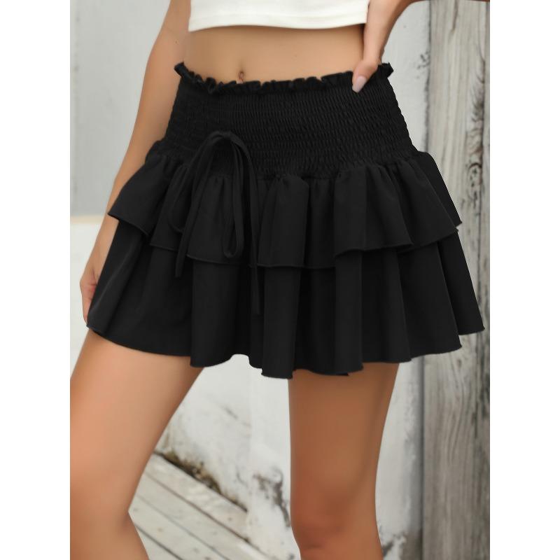 Women's Summer Skirt High Waist Slimming Solid Color Pleated Skirt Temperament Sports Skirt