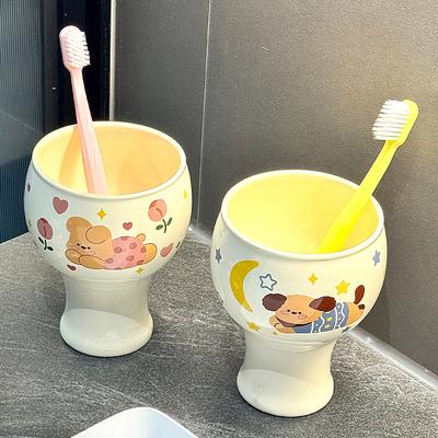 Ins Cute Rabbit Ceramic Tooth Cylinder High Value Household Mouthwash Cup Creative Toothbrush Cup Children's Washing Cup Toothset