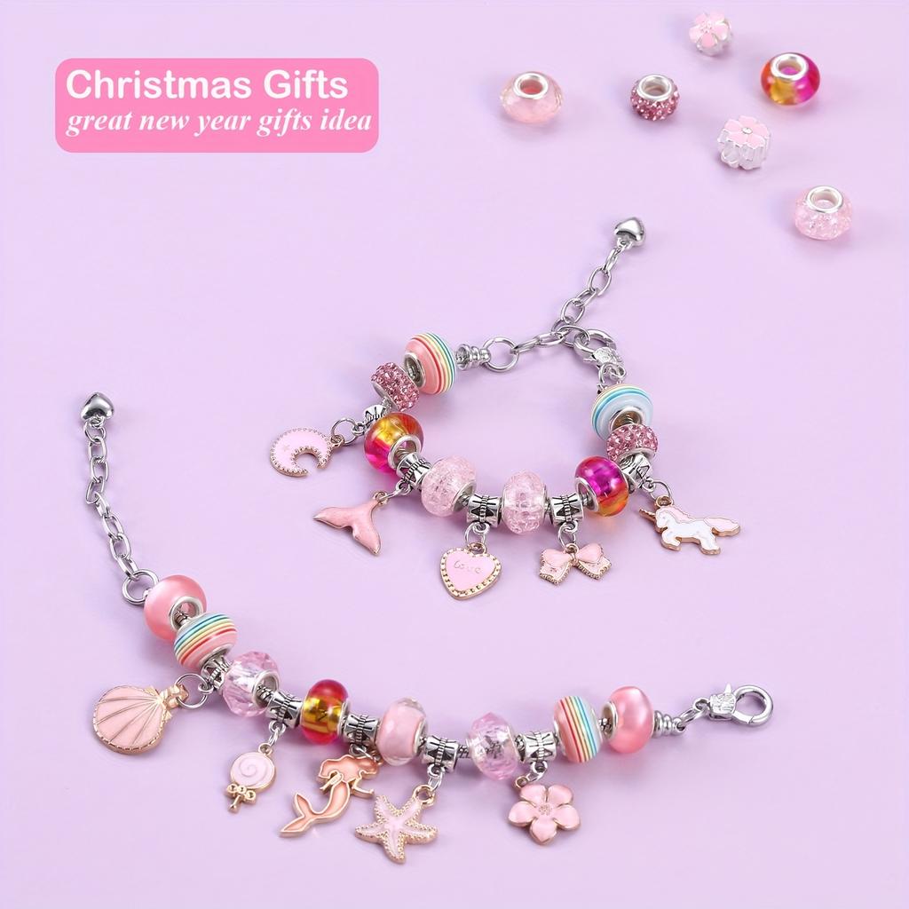 67pcs Pink Series Beaded Jewelry Making Supplies Jewelry Bracelet Making Kit, Beaded Jewelry Making, Birthday Pink Craft Gifts