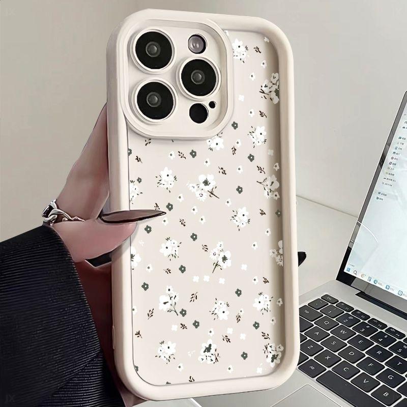 White small floral iPhone17Promax mobile phone case ladder is suitable for Apple 16promax all-inclusive Tianyan 15.