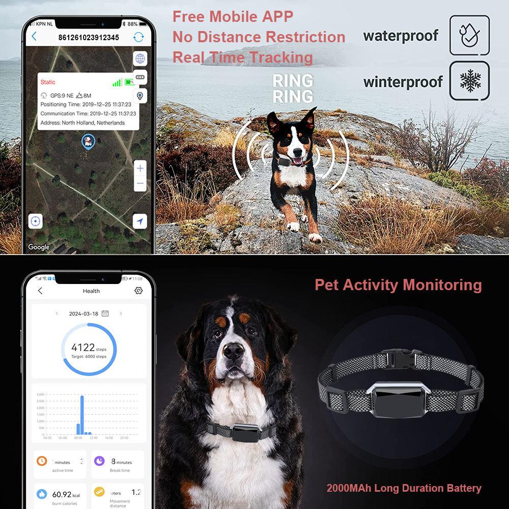 Smart 4G Mini GPS Pet Collar for Dogs-Anti-Lost Two-way Calling BeiDou Navigation IP67 Waterproof Real-Time Tracking 24/7