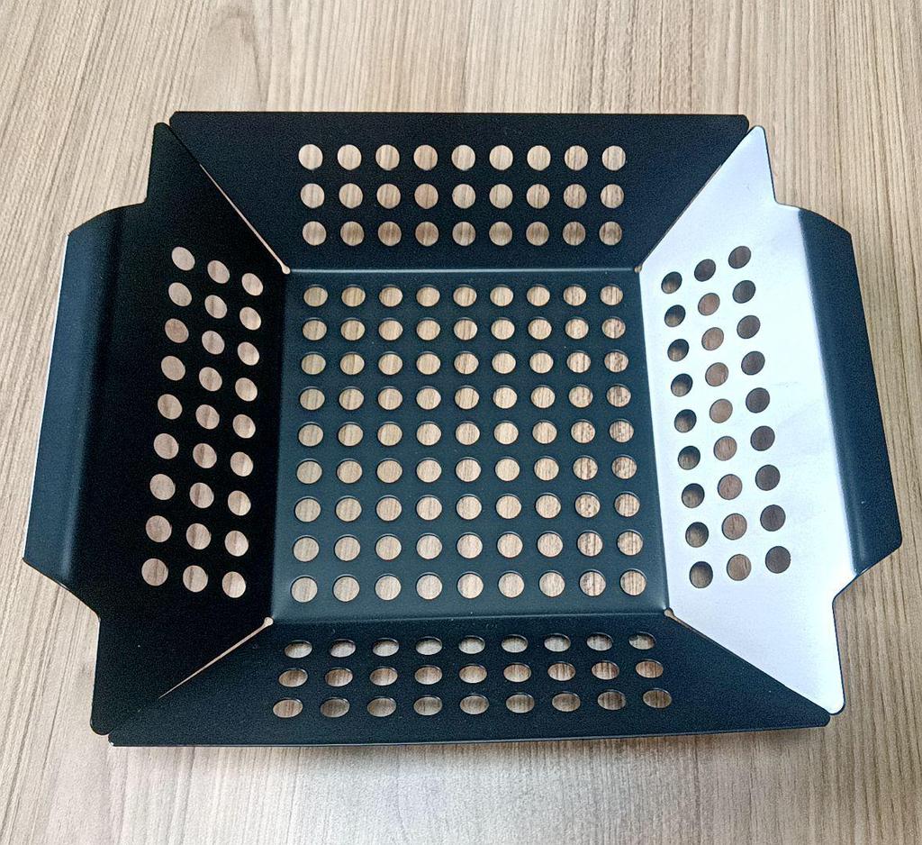 Quadratische Edelstahl-Grillpfanne - Outdoor-Grillwerkzeug