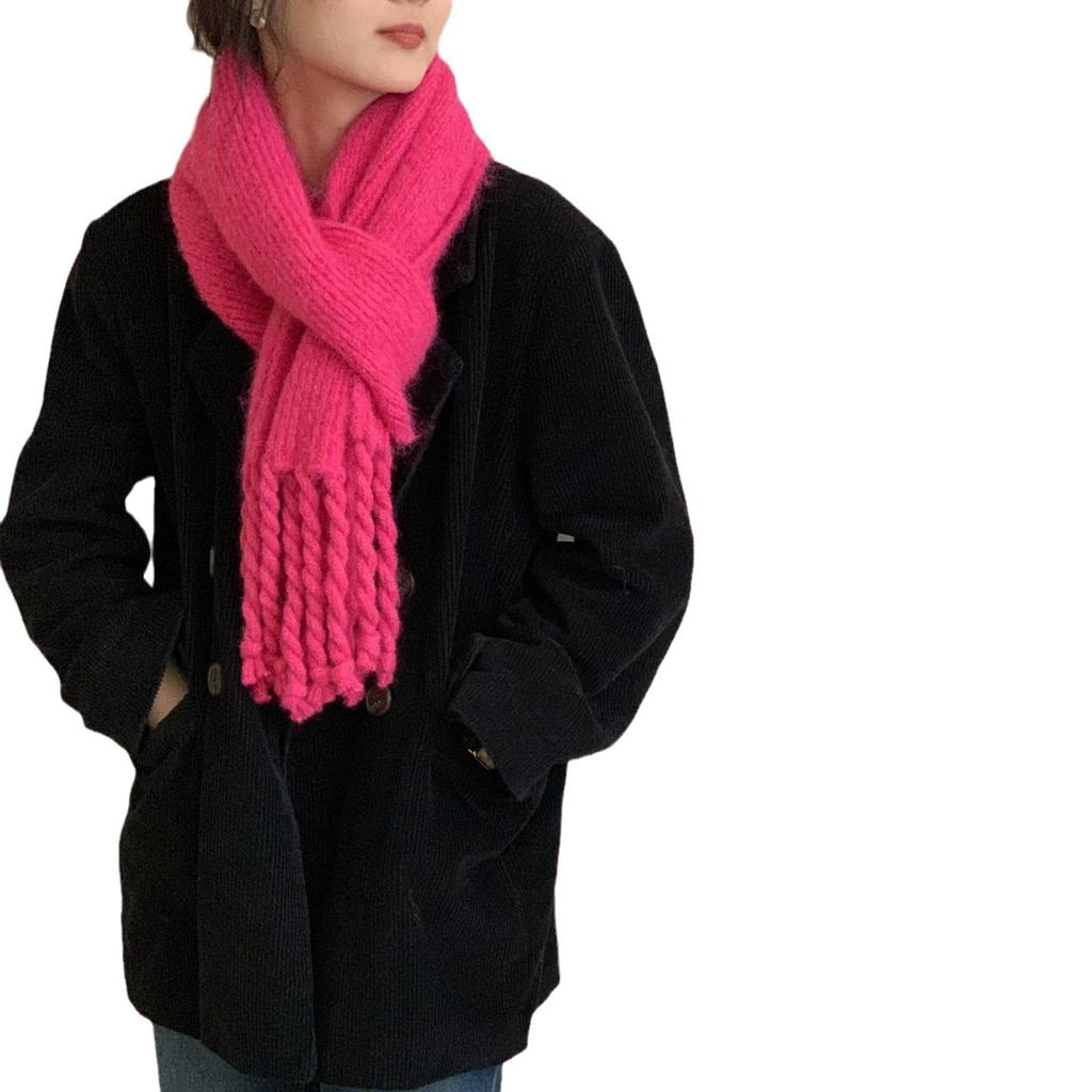 New candy color wool scarf women's winter versatile warm imitation cashmere shawl student couple scarf thick