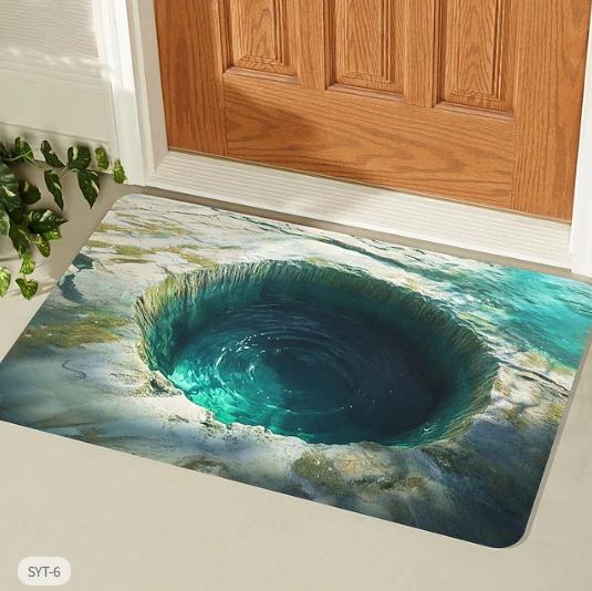

2D Illusion Carpet Mat Rug Home Decoration Living Room Spiral Hole Pattern Non Slip Soft Floor Mat Welcome Mat Floor Mat 40x60cm