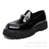 2025 large size shoes, teenagers big head shoes, one-pedal loafers, small thick-soled heightening leather shoes, men's shoes