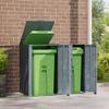 VidaXL Wheeled Storage for Trash Cans for 2 Bins Steel Grey, Trash Can Storage, 3279987