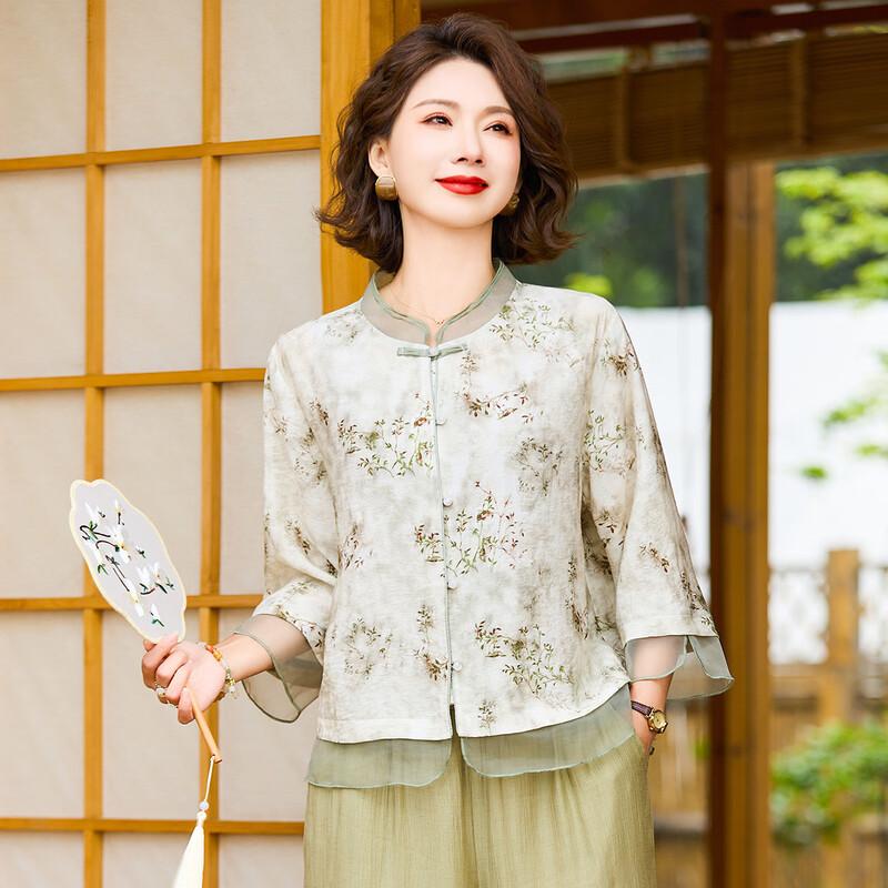 Jianhu New Chinese Style Long Sleeve T-Shirt for Middle-Aged Women