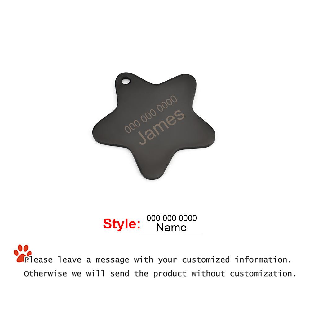Pandantiv Stea Nume Personalizat Guler Animal de Companie Anti-pierdere Nume Personalizat Număr de Telefon Plăcuță de Identificare Gravată Accesorii DIY pentru Animale de Companie