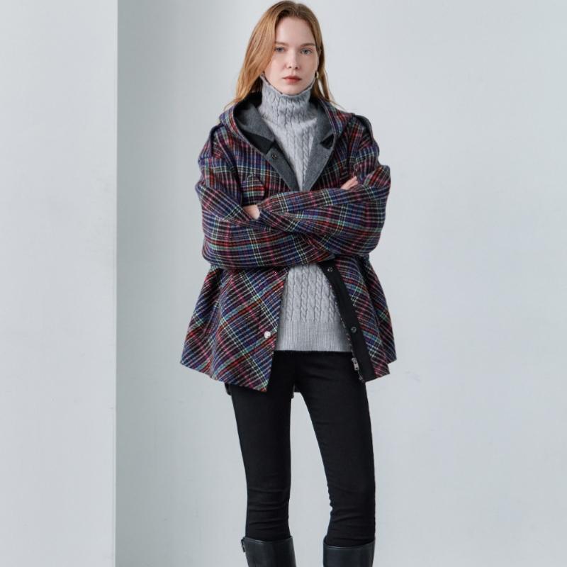 Maxza Multi Check Hood Half Handmade Coat Cc10hc305on
