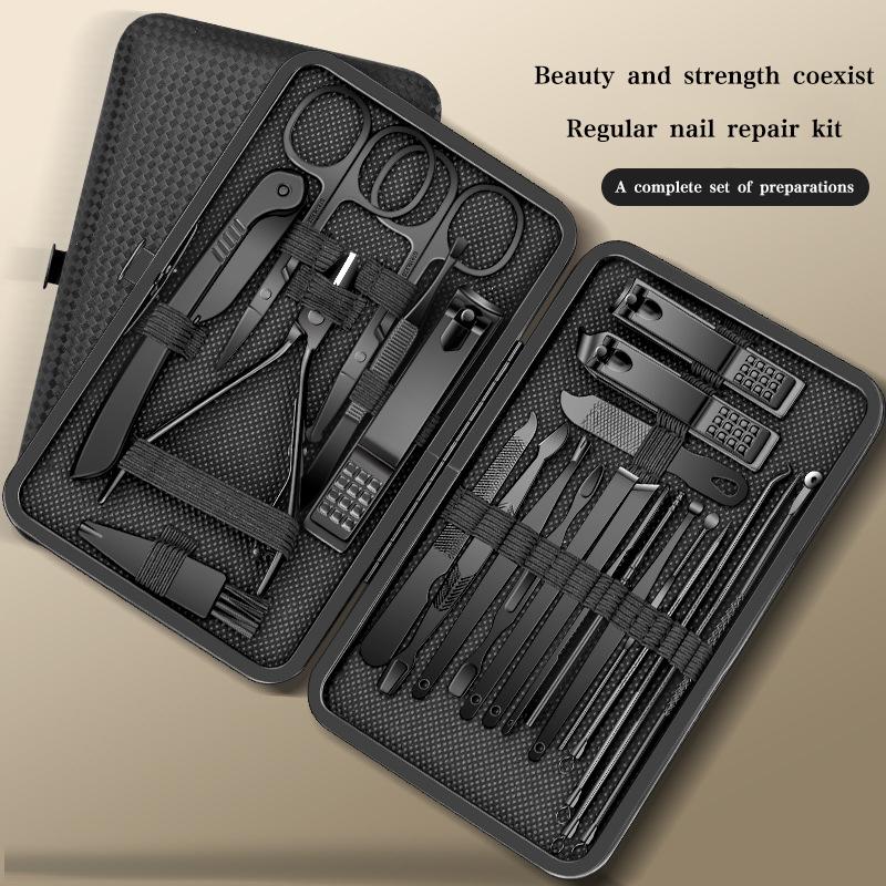 Cross-border Beauty Carbon Steel Portable Luxury 24-in-1 Nail Set Full Manicure Kit Dead Skin Cutters Oblique Cut for