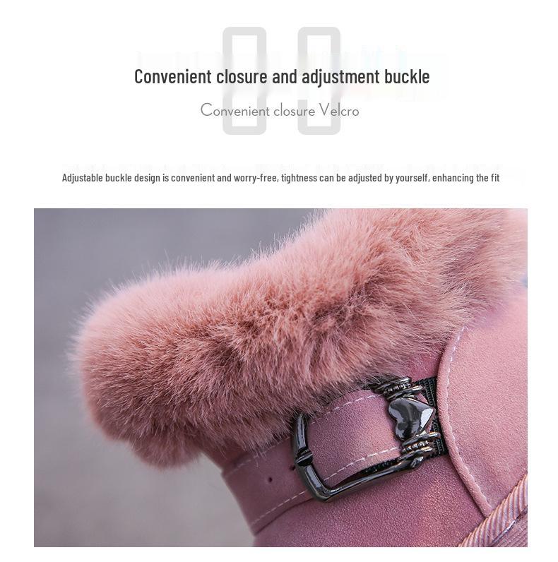 2025 Winter Fleece-lined Girls' Snow Boots - Warm Short Boots for Kids