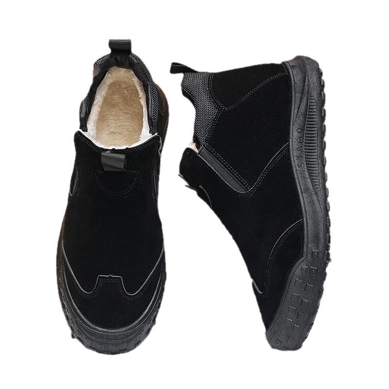 Men's Winter Thick-Soled Cotton Snow Boots, Plus Velvet Warm Slip-On Platform Short Boots