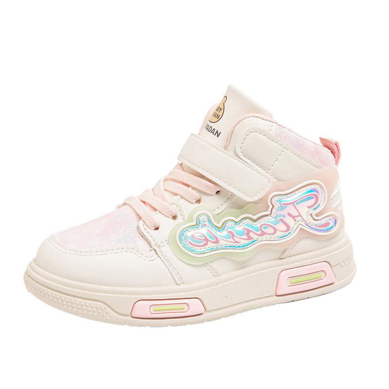 

Girls Sneakers2026New autumn children s soft-soled high-top sneakers, fashionable casual shoes for older children, running shoes 26-31Take a photo with on розовый