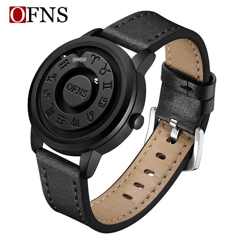 OFNS Men s Magnetic Levitation Waterproof Quartz Watch with Creative Black Technology and Ball Bearing Design.