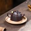 180ml Yixing Purple Clay Teapots Handmade Heart Sutra Pot Raw Ore Antique Brass Mud Tea Brewing Kettle With Filter Zisha Tea Set