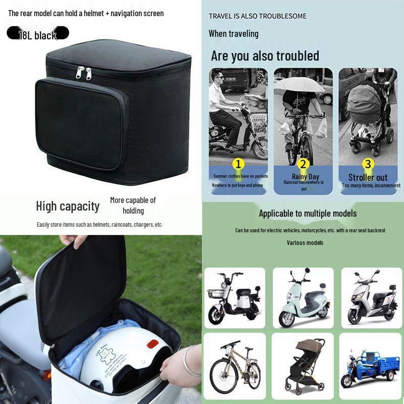 Electric Vehicle Trunk Helmet Storage Bag & Battery Motorcycle Tail Box