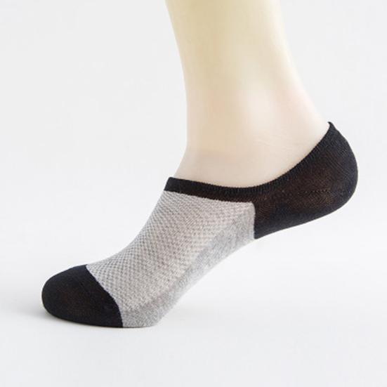 Men Summer Breathable Mesh Color Block Anti-slip Invisible Low Cut Boat Socks