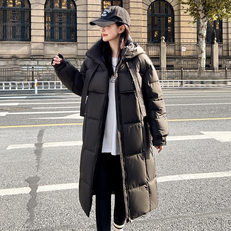 Winter new women's down cotton clothes thickened warm hooded A version regular hip-wrapped warm jacket