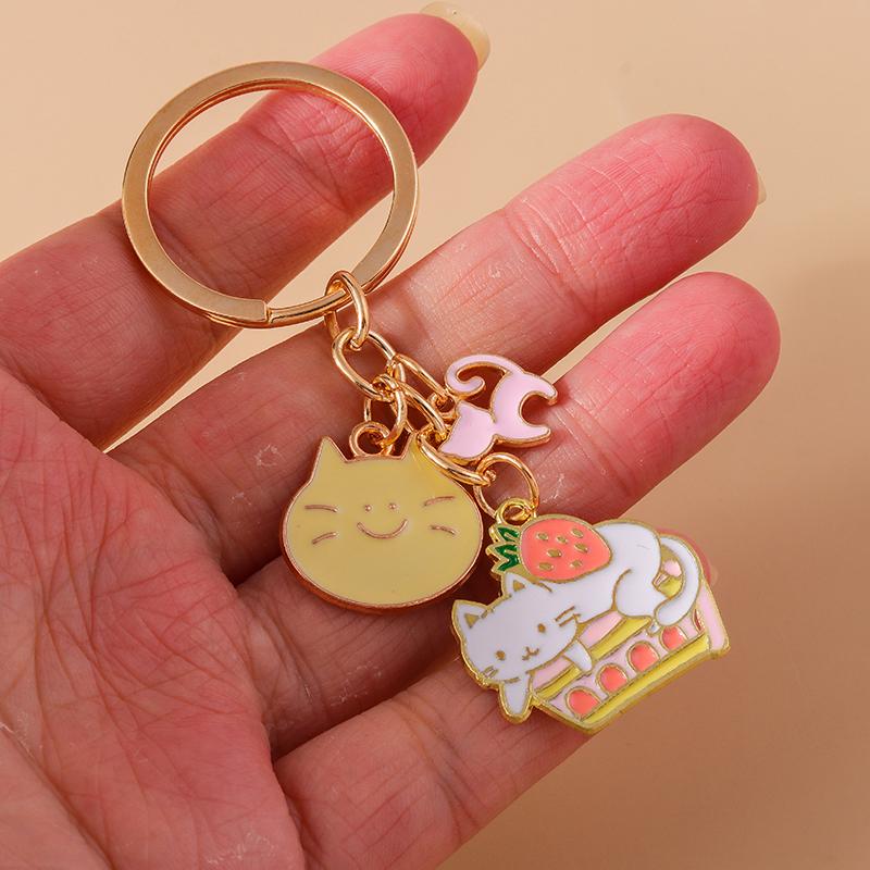 Aihua Cute Enamel Puppy Cats Keychain for Women Girls BFF Bestfriends Handbag Pendant Birthday Jewelry Gifts