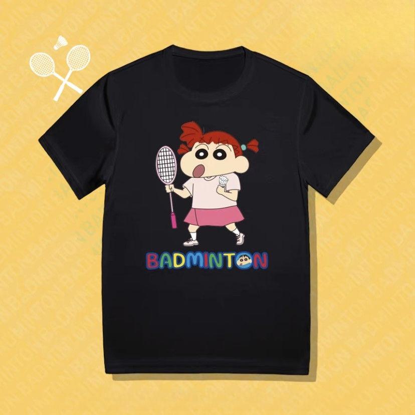 New Crayon Shinchan Badminton Sports Couple Cultural Shirts for Men and Women Breathable Casual Training Tops